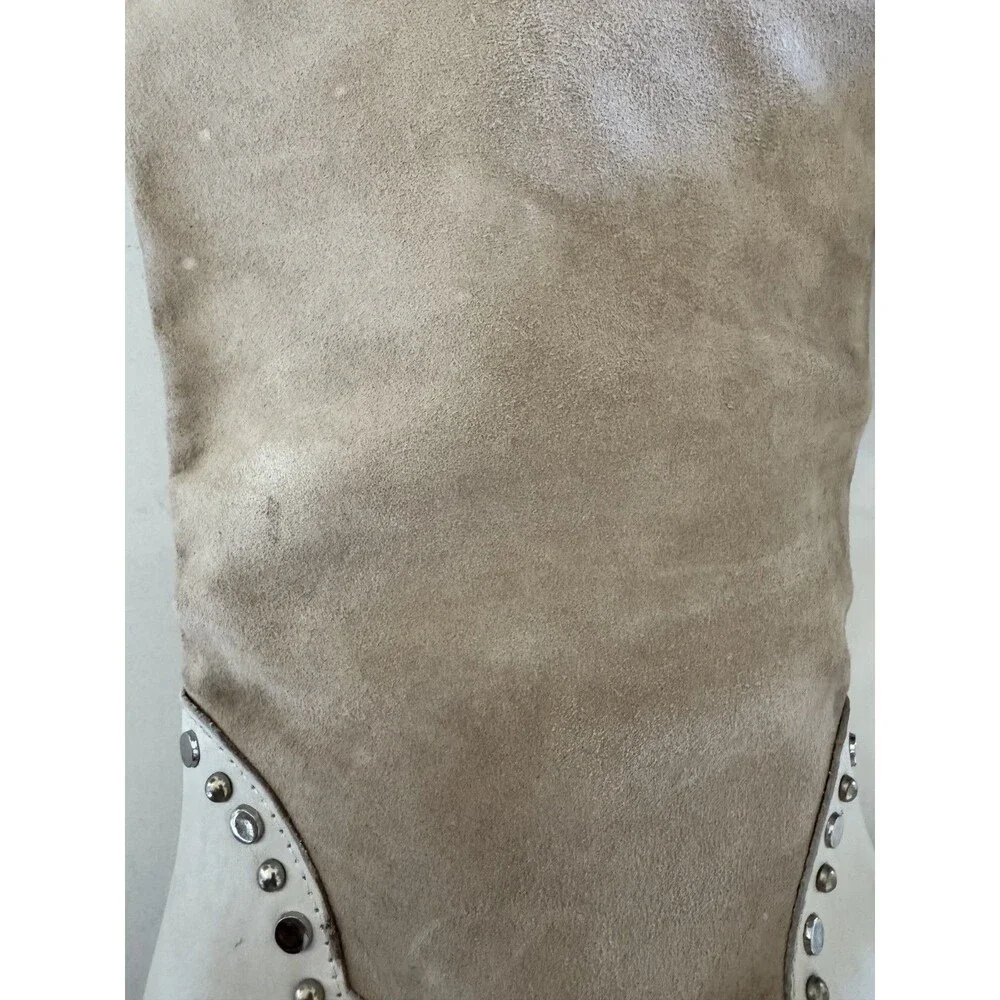 Free People Jaxon Studded Western Cowboy Boots Cream Excellent 38.5 8